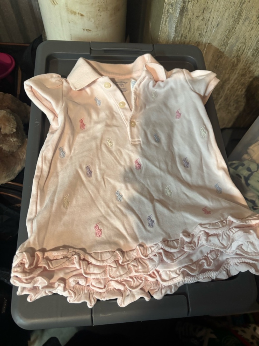 Ralph Lauren Light Pink Polo Dress with Multicolor Pony Embroidery